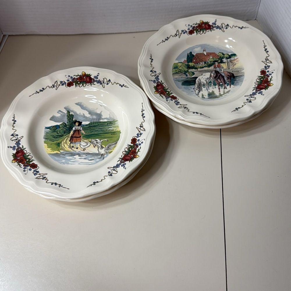 Sarreguemines Obernai Soup Salad 9”Bowls Set of 4 Vintage H Loux Made in France - Picture 9 of 10